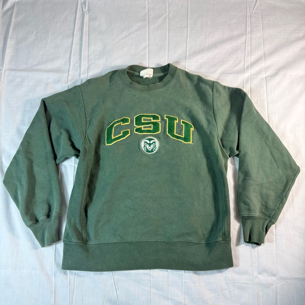 Champion Reverse Weave CSU Colorado State Rams Crewneck Sweatshirt Medium Green